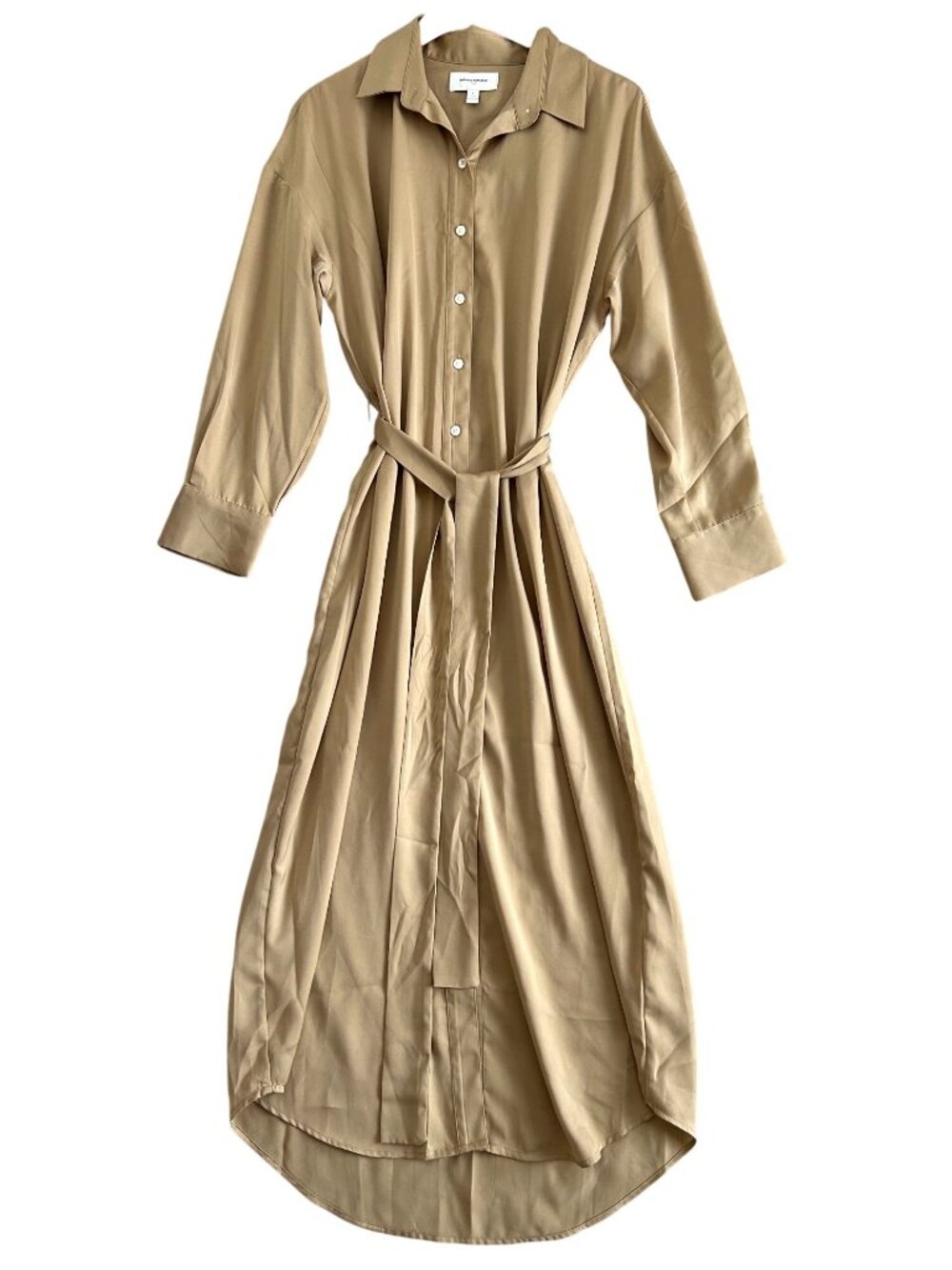 Banana Republic Womens Sz Large Beige Button-Down Shirt Dress With Belt - Picture 10 of 10